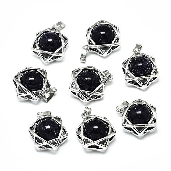 Synthetic Blue Goldstone Pendants