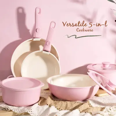 Astercook 21 Pcs Pots and Pans Set Nonstick - Kitchen Cookware Set with Detachable Handle,Dishwasher Oven Safe Aluminum Durab...