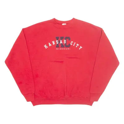 FRUIT OF THE LOOM Kansas City Mens Sweatshirt Red Crew Neck 90s USA XL