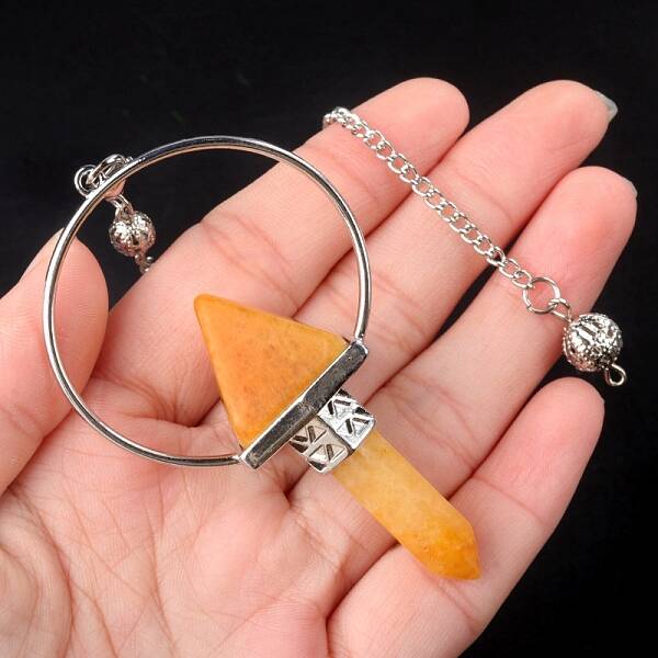 Natural Topaz Jade Dowsing Pendulum Big Pendants