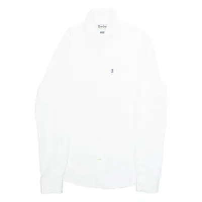BARBOUR Tailored Fit Mens Plain Shirt White Long Sleeve S