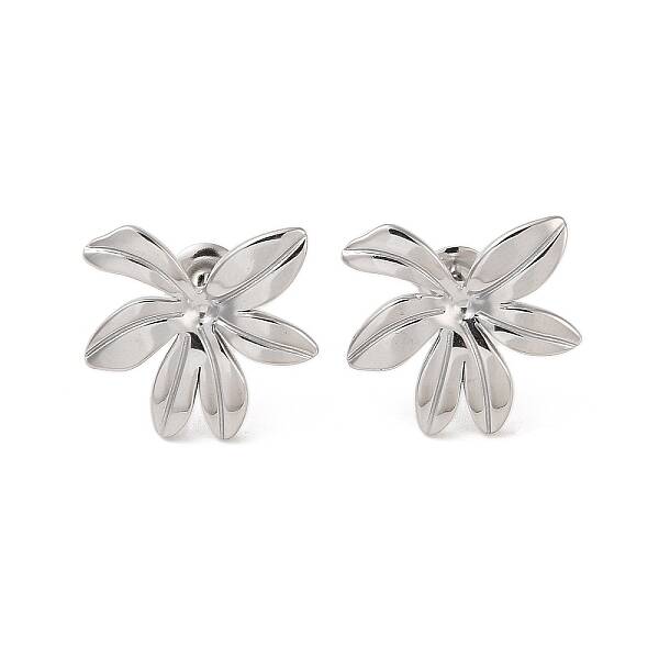 Non-Tarnish Flower 304 Stainless Steel Stud Earrings for Women