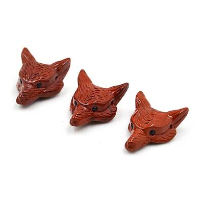 Natural Red Jasper Carved Healing Wolf Head Figurines