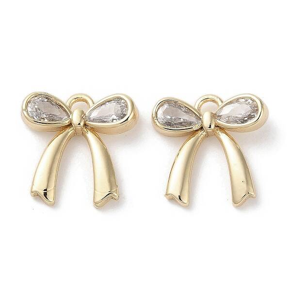 Brass Micro Pave Clear Cubic Zirconia Charms