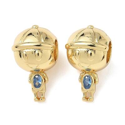 Boy Brass Cubic Zirconia European Beads