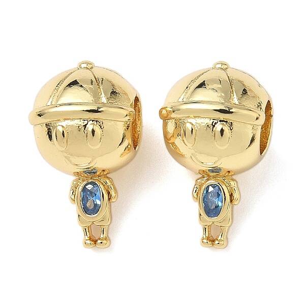 Boy Brass Cubic Zirconia European Beads