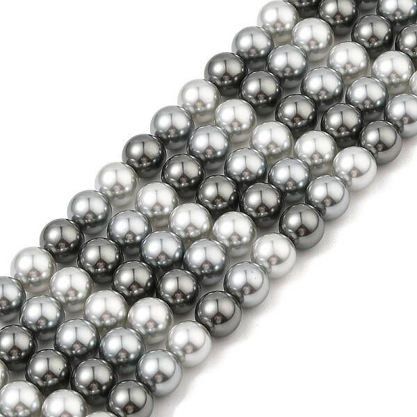 Baking Painted Pearlized Glass Pearl Round Bead Strands