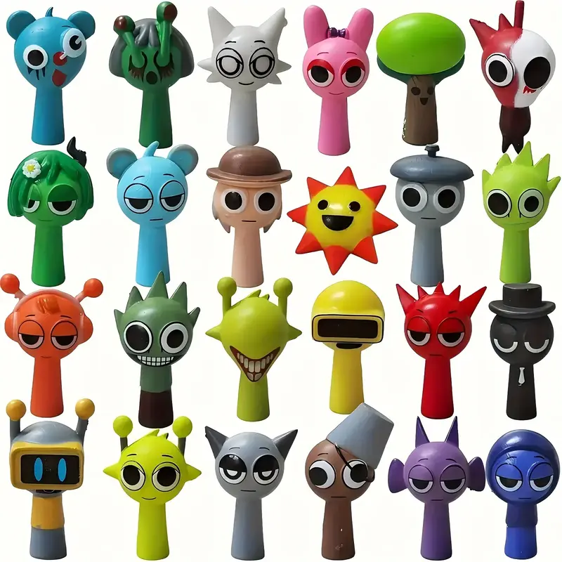 Sprunki 24pcs Action Figures Set - Unique Fun Birthday Gifts for Kids, Sprunkies toys, Whimsical Art Style Dolls for Car & De...