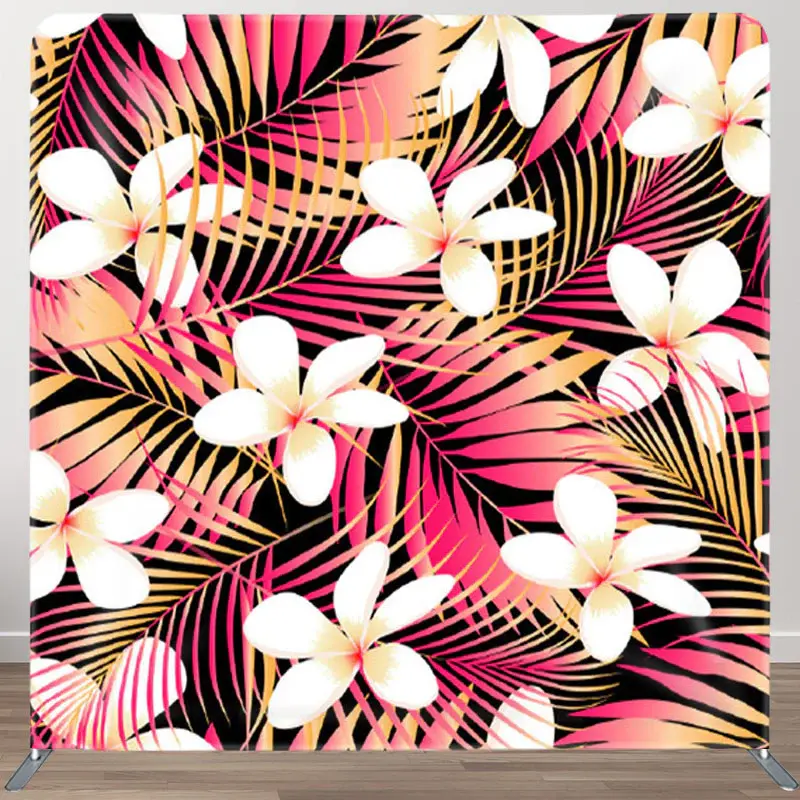 Aperturee Tropical White Hibiscus Black Birthday Backdrop Cover - Aperturee
