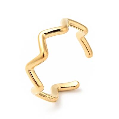 Ion Plating(IP) 304 Stainless Steel Wave Open Cuff Ring for Women