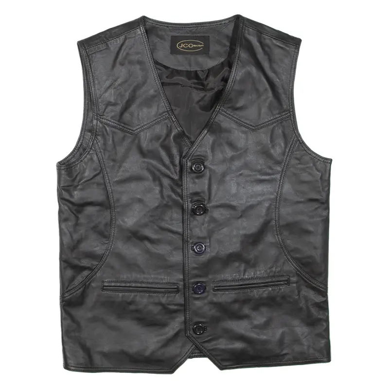 JC COLLECTION Mens Gilet Black Leather S