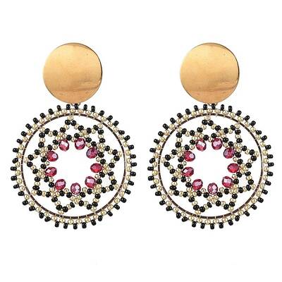 Glass Seed Bead Dangle Stud Earrings