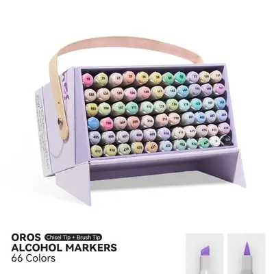 Arrtx Pastel Markers Oros 48/66colors, Oros Dual Tip(Brush & Chisel) Sketch Art Markers for Artist Adult Alcohol Markers for ...