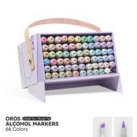 Arrtx Pastel Markers Oros 48/66colors, Oros Dual Tip(Brush & Chisel) Sketch Art Markers for Artist Adult Alcohol Markers for ...