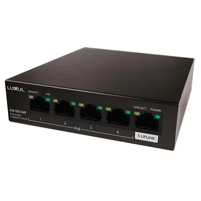 SW-100-04P Luxul 4 Port Gb PoE+ Switch w/ Uplink 58W