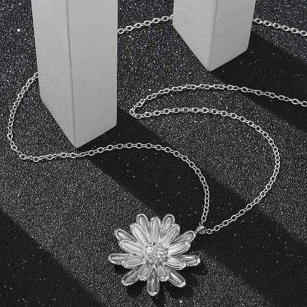 304 Stainless Steel Sunflower Pendant Cable Chain Necklaces for Women