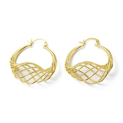 Rack Plating Brass Wire Wrap Mesh Hoo Earrings