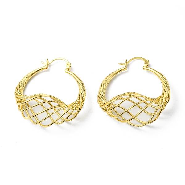 Rack Plating Brass Wire Wrap Mesh Hoo Earrings