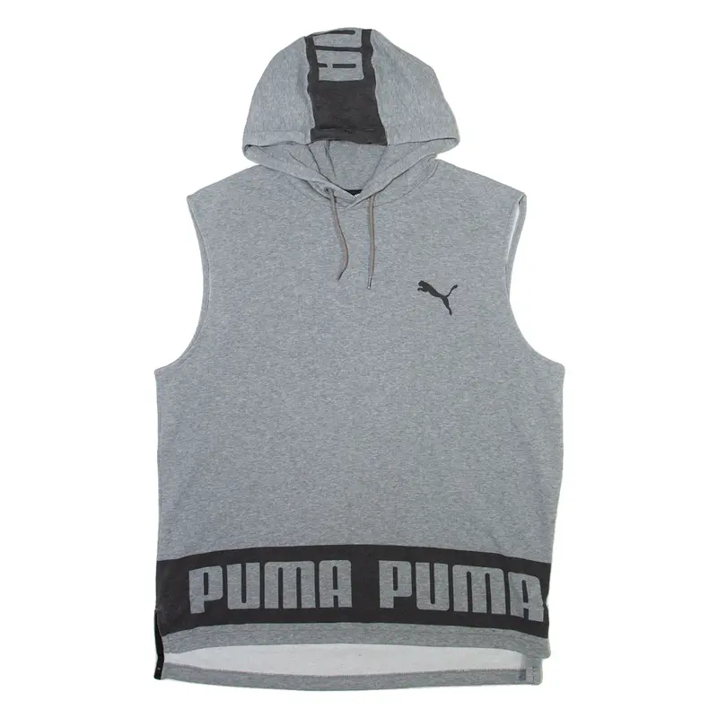 PUMA Sleeveless Mens Grey Hoodie L
