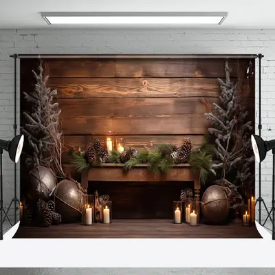 Aperturee Sweet Simple Wooden Christmas Tree Candle Backdrop