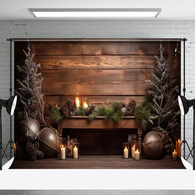 Aperturee Sweet Simple Wooden Christmas Tree Candle Backdrop