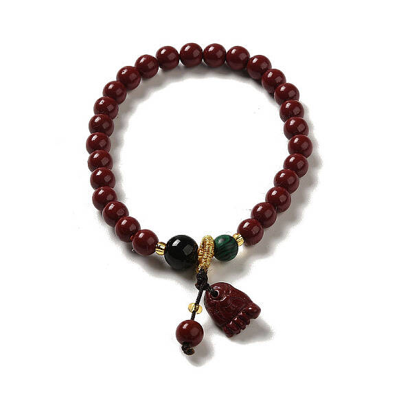 6mm Round Cinnabar Mala Stretch Bracelets