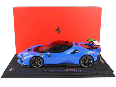 Ferrari SF90 XX Stradale France Blue with Black Top with DISPLAY CASE Limited Edition to 50 pieces Worldwide 1/18 Model Car b...