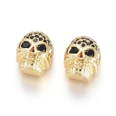 Brass Micro Pave Cubic Zirconia Beads