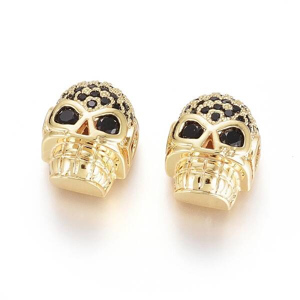 Brass Micro Pave Cubic Zirconia Beads
