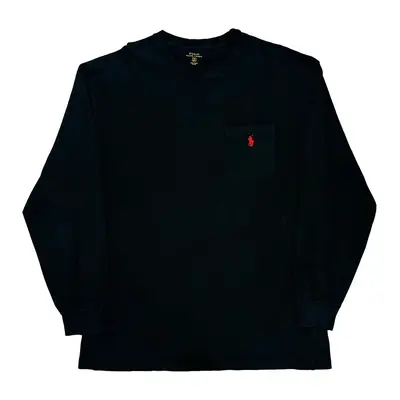 Ralph Lauren Long Sleeve T-Shirt - Large Black Cotton