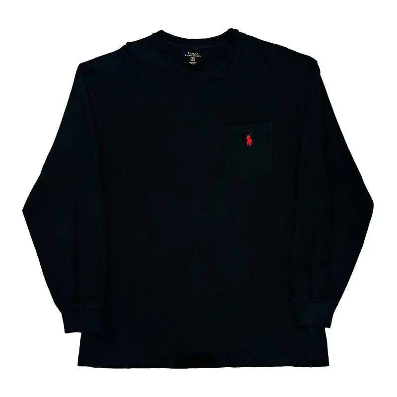 Ralph Lauren Long Sleeve T-Shirt - Large Black Cotton
