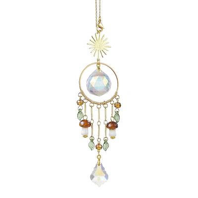 Glass Round Leaf Hanging Ornaments