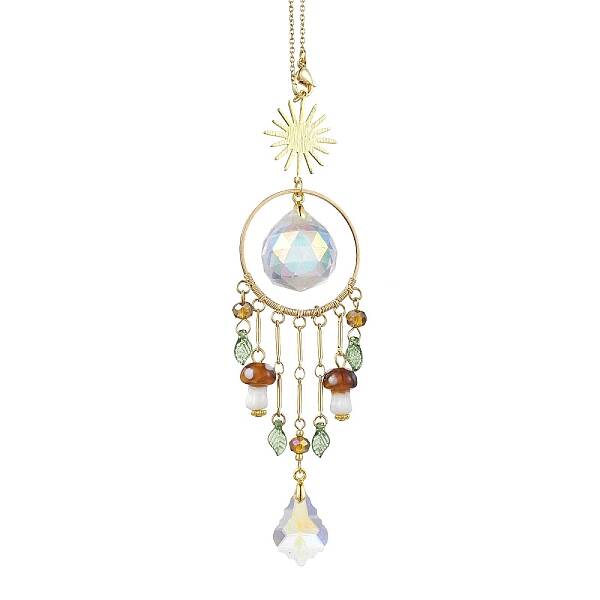 Glass Round Leaf Hanging Ornaments