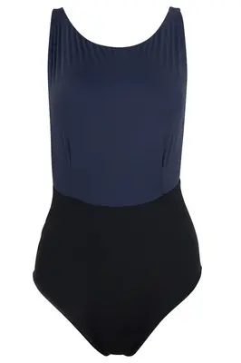 Kate One Piece Swimsuit Color Block Black/ Navy Blue | Size: Medium