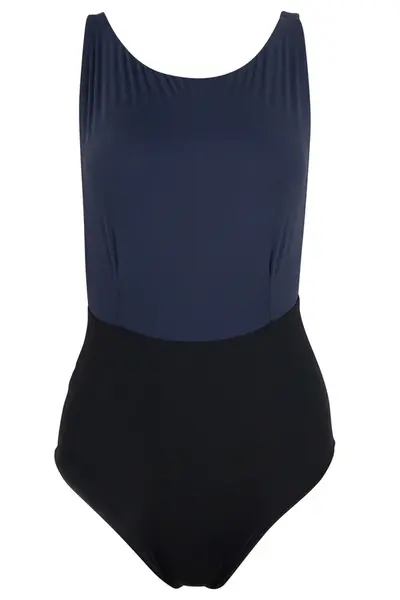 Kate One Piece Swimsuit Color Block Black/ Navy Blue | Size: Medium