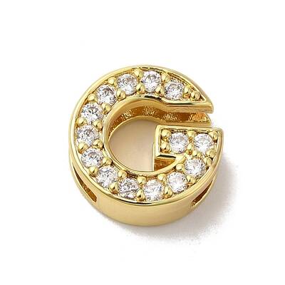 Brass Micro Pave Cubic Zirconia Beads