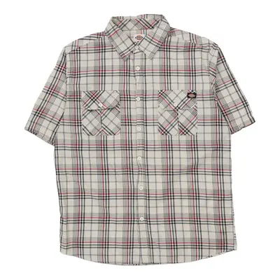 Dickies Checked Short Sleeve Shirt - XL Cream Cotton Blend