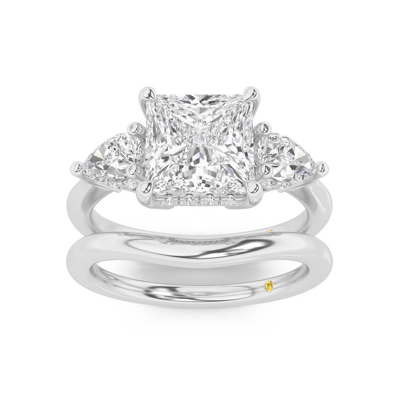 Celestia Lab Grown Princess Cut Diamond Engagement Ring with the Luna Wedding Band | 10K White Gold 3 3/4 ct. tw.