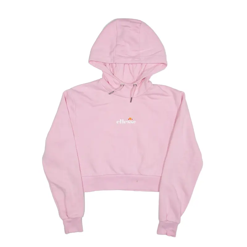 ELLESSE Crop Hoodie Pink Pullover Womens UK 6