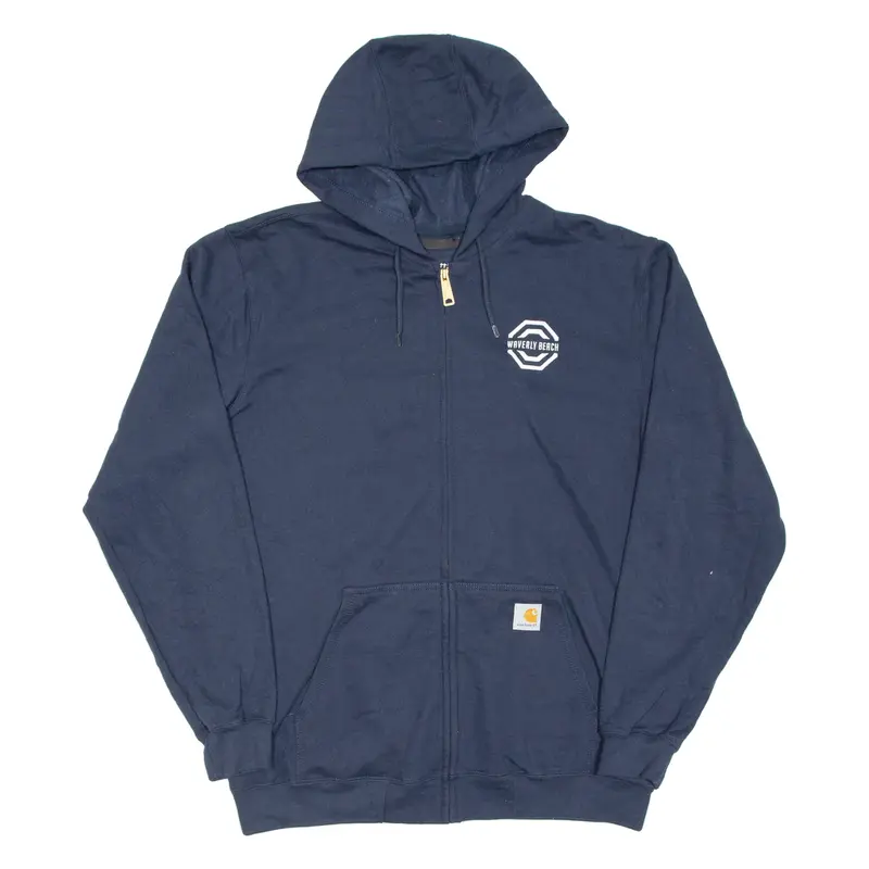CARHARTT Loose Fit Mens Blue Hoodie Full Zip M