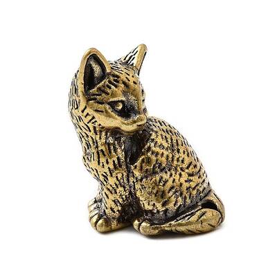 Brass Cat Miniature Figurines Statues for Home Office Desktop Ornament