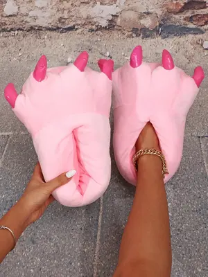 Novelty Trendy Animal Paw Design Plush Slippers for Women, Unique Comfort and Fun Slippers for Girl with Exaggerated Personal...