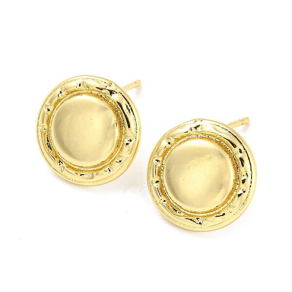 Rack Plating Brass Flat Round Stud Earrings for Women