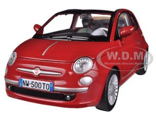 Fiat 500 Nuova Cabrio Red 1/24 Diecast Model Car by Motormax