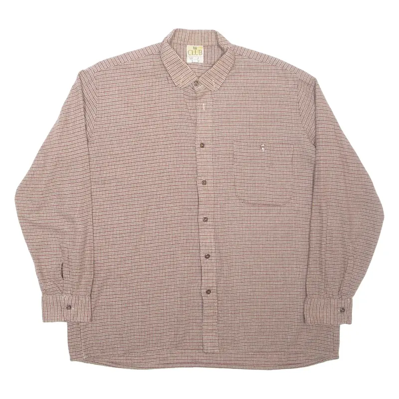 M CLUB Mens Shirt Red Check Long Sleeve L
