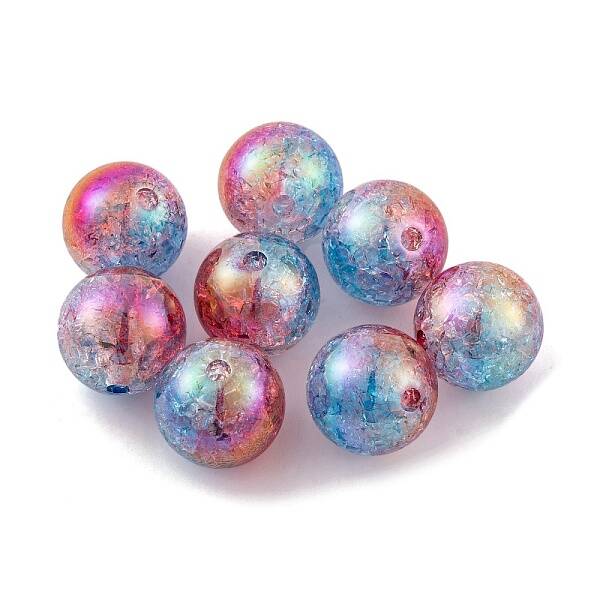 UV Plating Rainbow Iridescent Two Tone Acrylic Beads