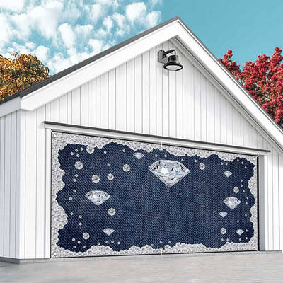 Aperturee Sparkling Diamonds Navy Denim Garage Door Banner