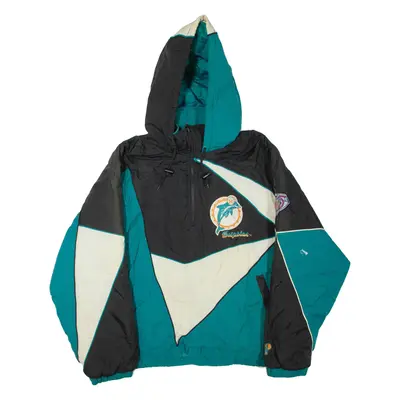 Dolphins Mens Jacket Green Hooded Colourblock XL