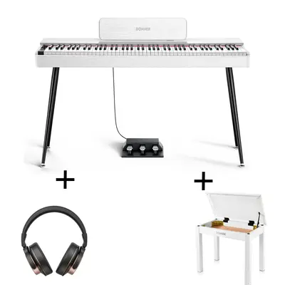 Donner OURA™ S100 Home Digital Piano - White / Piano+Bench+Headphones