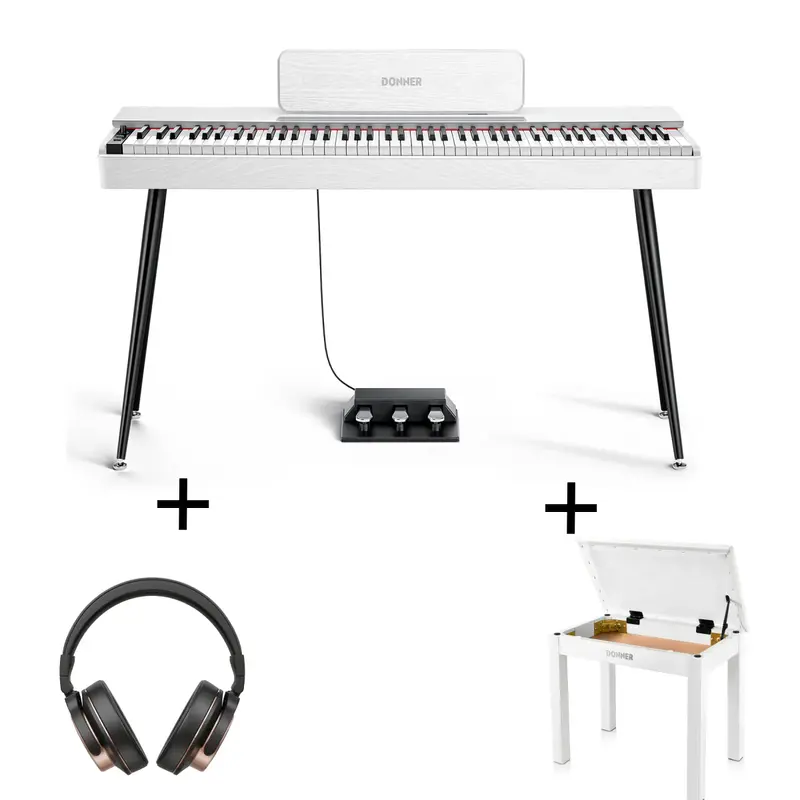 Donner OURA™ S100 Home Digital Piano - White / Piano+Bench+Headphones